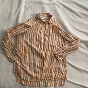 Yellow and white stripe button up shirt